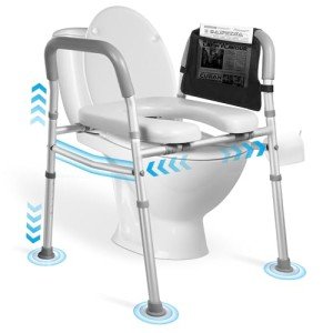 Adjustable Raised Toilet Seat with Handles for Seniors