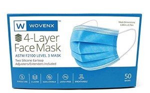 Wovenx ASTM Level 3 Blue Pleated Face Masks - 50 Pack