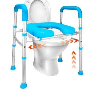 Adjustable Raised Toilet Seat with Handles for Safety