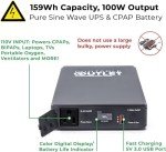 Portable Outlet 159W CPAP Battery Backup Power Supply