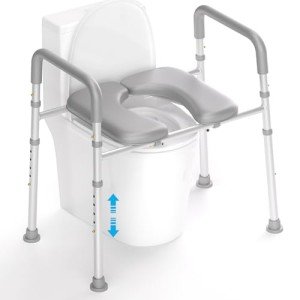 Adjustable Toilet Seat Riser for Seniors with Handles