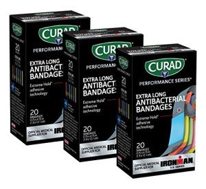 CURAD Ironman Antibacterial Bandages, Extra Long, 20 Count