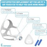 Replacement Set for F20, Includes Cushion (L), Strap, Frame & Clips in One Pack (No Elbow), Reliable Seal & Softer Fit Replacement Supplies by Everness
