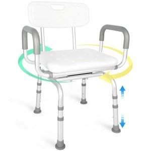 Adjustable 360° Swivel Shower Chair with Arms
