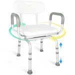 Adjustable 360° Swivel Shower Chair with Arms