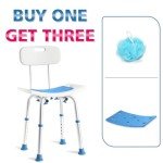 DUALECO Waterproof Shower Chair with Back Support