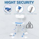 DUALECO Waterproof Shower Chair with Back Support