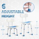 DUALECO Waterproof Shower Chair with Back Support