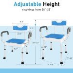 Adjustable Shower Chair with Arms and Back
