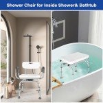 Adjustable 360° Swivel Shower Chair with Arms