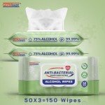 75% Alcohol Antiseptic Hand Sanitizer Wipes - 150 Count