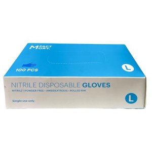 Blue Nitrile Disposable Gloves - Powder Free, Large 100ct