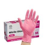 100 Count Pink Nitrile Disposable Gloves - Large