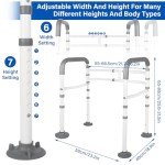 Toilet Safety Frame with Adjustable Handles and Suction Cups