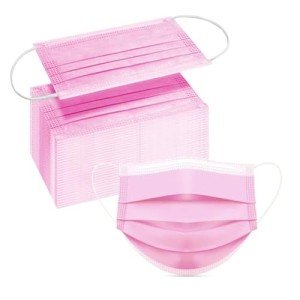 100 Pink Disposable 3-Ply Earloop Face Masks