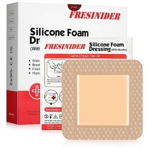 FRESINIDER Adhesive Silicone Foam Wound Dressings, 4x4