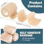16 Pack Self-Adhesive Elastic Bandage Wraps 2" x 5 Yards