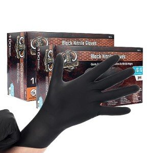 Large Disposable Black Nitrile Gloves - 100 Count