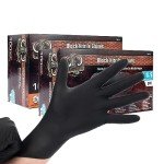 Large Disposable Black Nitrile Gloves - 100 Count