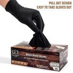 Large Disposable Black Nitrile Gloves - 100 Count