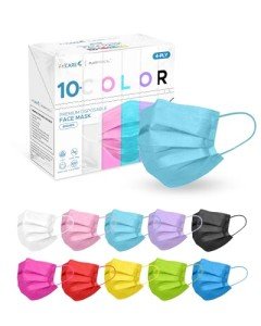 Brightly Colored Disposable Face Masks - 100 Pack