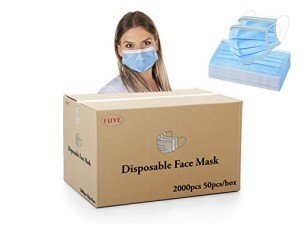 Fuye 2000 Pack Disposable Blue Face Masks