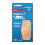 Amazon Basic Care Flexible Fabric Adhesive Bandages, XL (2 in x 4 in), Protection for All Skin Types, Flexible Stretch That Conform to Wounds, 10 Count