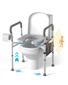 Adjustable Raised Toilet Seat with Handles for Seniors