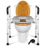 Adjustable Elevated Toilet Seat with Arms and Cushion