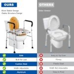 Adjustable Elevated Toilet Seat with Arms and Cushion