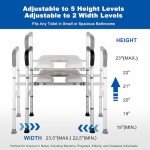 Adjustable Elevated Toilet Seat with Arms and Cushion