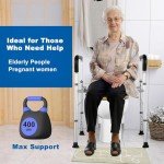 Adjustable Elevated Toilet Seat with Arms and Cushion