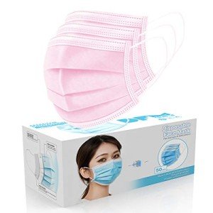 50 Pack Pink Disposable 3-Ply Earloop Masks