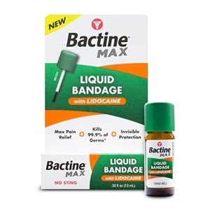 Bactine MAX Liquid Bandage with Lidocaine - Wound Cleaning Liquid Bandage for Skin - Kills 99% of Germs, Covers, Protects - Skin Glue for Wounds - .30 fl. Ounce
