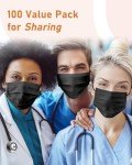 TeNice Disposable Face Masks 100 Pack - Black