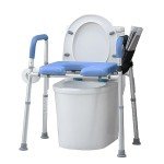 Raised Toilet Seat with Armrests and Padded Support