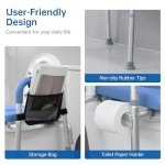 Raised Toilet Seat with Armrests and Padded Support