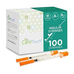 Care Touch Insulin Syringe, 31 Gauge, 100 Pack
