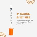 Care Touch Insulin Syringe, 31 Gauge, 100 Pack