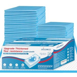 Heavy-Duty Tear-Resistant Incontinence Bed Pads, 50 Count