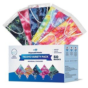 WECARE 50 Pack Assorted Tie Dye Face Masks
