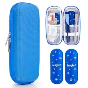 Insulin Cooler Travel Case with Ice Packs - Blue