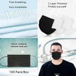 100 Pack Black Disposable 3-Layer Face Masks