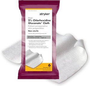 Stryker Sage 2% Chlorhexidine Antiseptic Cloths - 6 Pack