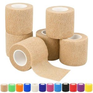 1"/2"/3"/4" Self Adhesive Bandage Wraps, 6pcs 5 Yard Breathable Elastic Wraps, Vet Wraps, 12 Colors to Choose, (2", Skin Color, 6pcs)