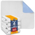 Washable Waterproof Bed Pads - 34" x 36" (4 Pack)