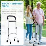 Bulyoou Walking Cane Standing Aids and Supports Adjustable Cane Stand Assist Aid for Elderly up to 300lb Height Adjustable 28.74-36.22 in Mobility Aids for Seniors, Adults and Assistance(White)