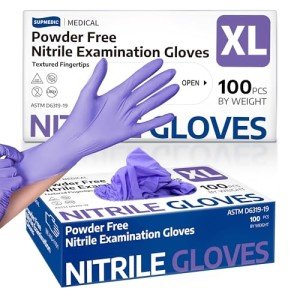 Supmedic Purple Nitrile Exam Gloves, Box of 100