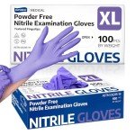 Supmedic Purple Nitrile Exam Gloves, Box of 100