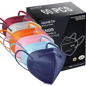 HUHETA KN95 60-Pack Breathable Face Masks